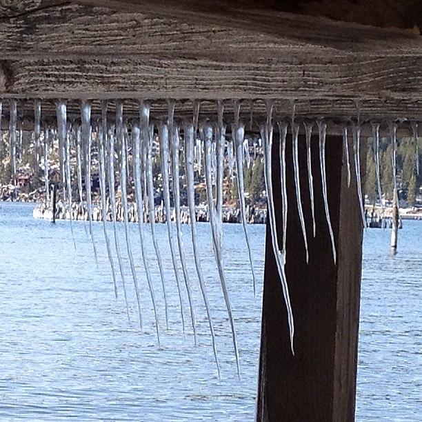 Glenbrook Photograph - Icicles Under The Pier. #laketahoe by Marguerite Spieker