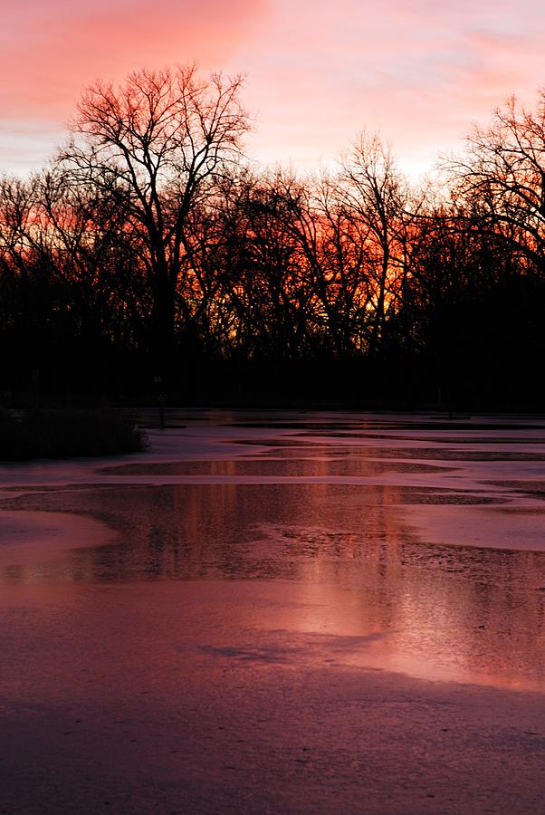Icy Reflections at Sunset Photograph by Larry Ricker