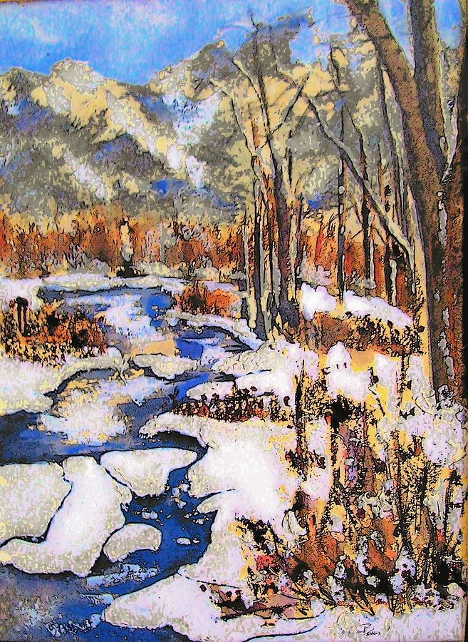 Icy River Painting by Mary ann Barker - Pixels