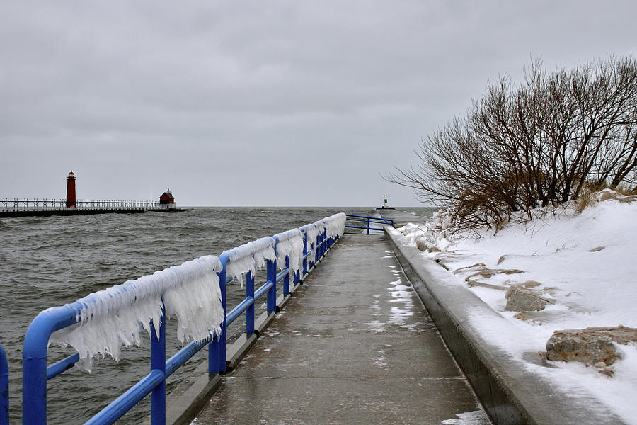 Icy Walkway To North Pier Photograph by Richard Gregurich