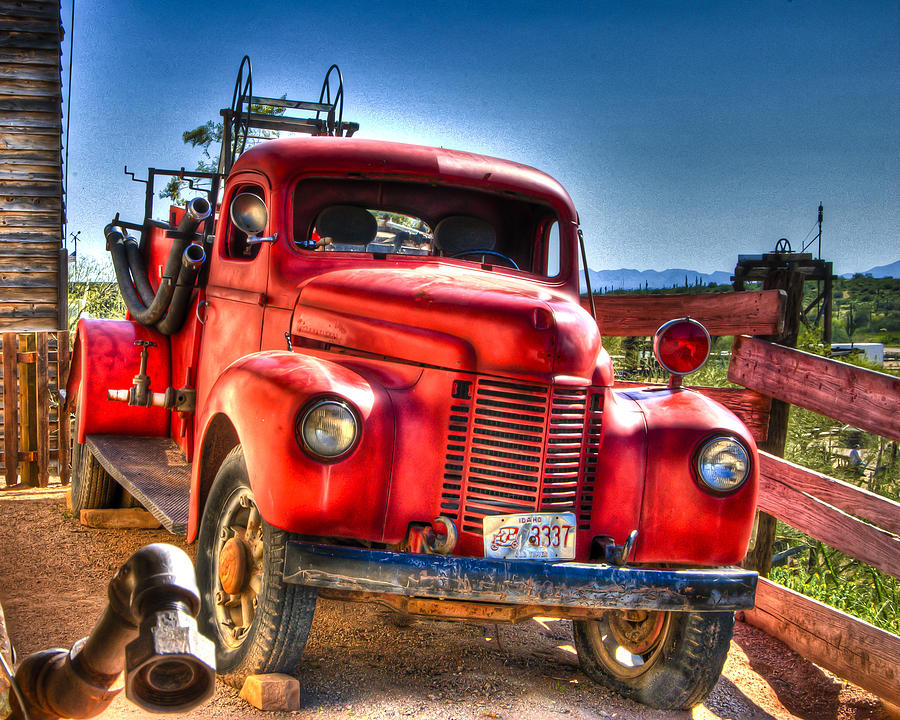 Vintage red pickup truck