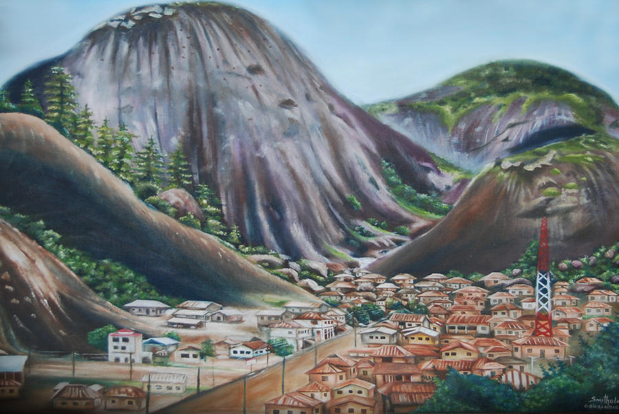 Idanre Hill Ondo state Painting by Olaoluwa Smith