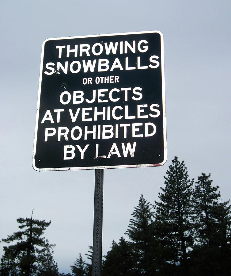 Illegal Snowballs Sign Photograph by Jera Sky