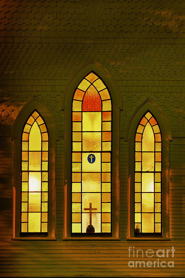 Architecture Photograph - Illuminated Church Windows by John Greim