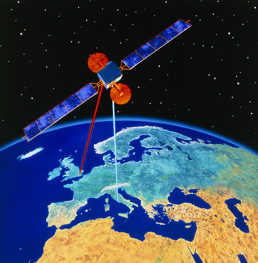 Communications Satellite Photograph - Illustration Depicting A Communications Satellite by Julian Baum