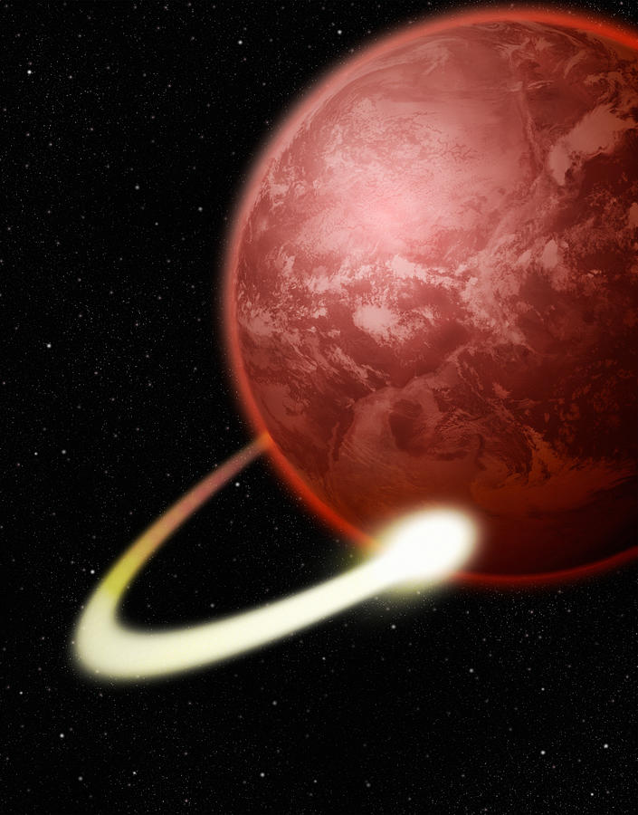 Illustration Of A Comet Orbiting A Red Planet Digital Art by Photodisc