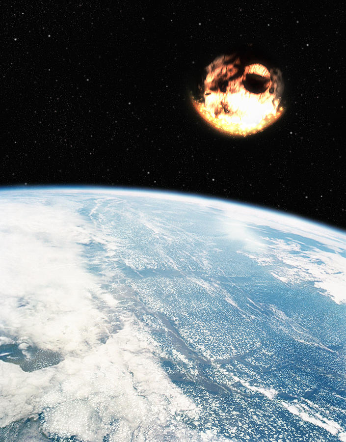 Illustration Of A Meteor Nearing Earth Digital Art by Chad Baker