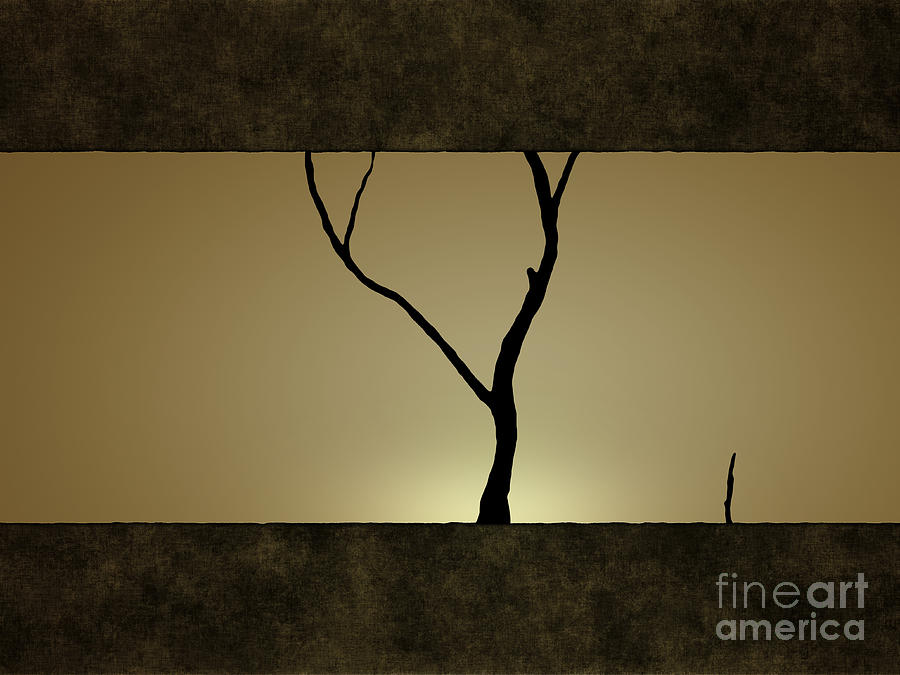 Illustration Of A Tree Against A Sunset Digital Art by Vlad Gerasimov
