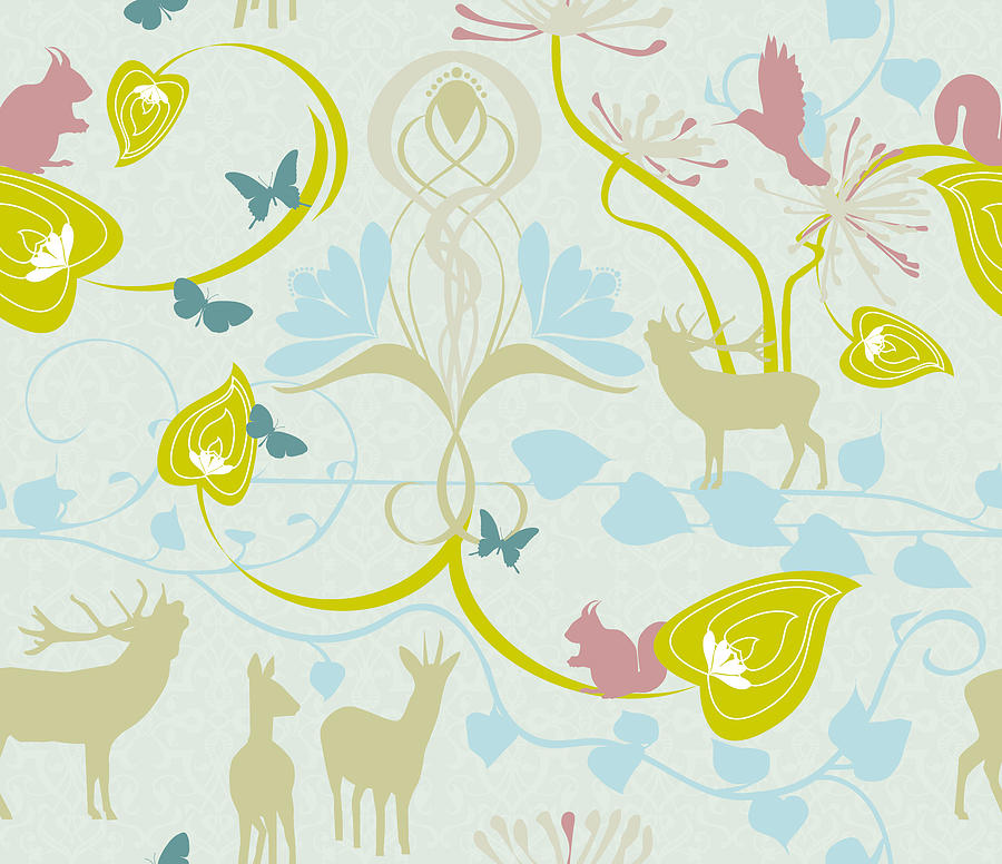 Illustration Of Flowers And Animals Digital Art by Stock4b-rf Illustration Of Flowers And Animals Digital Art by Stock4b-rf