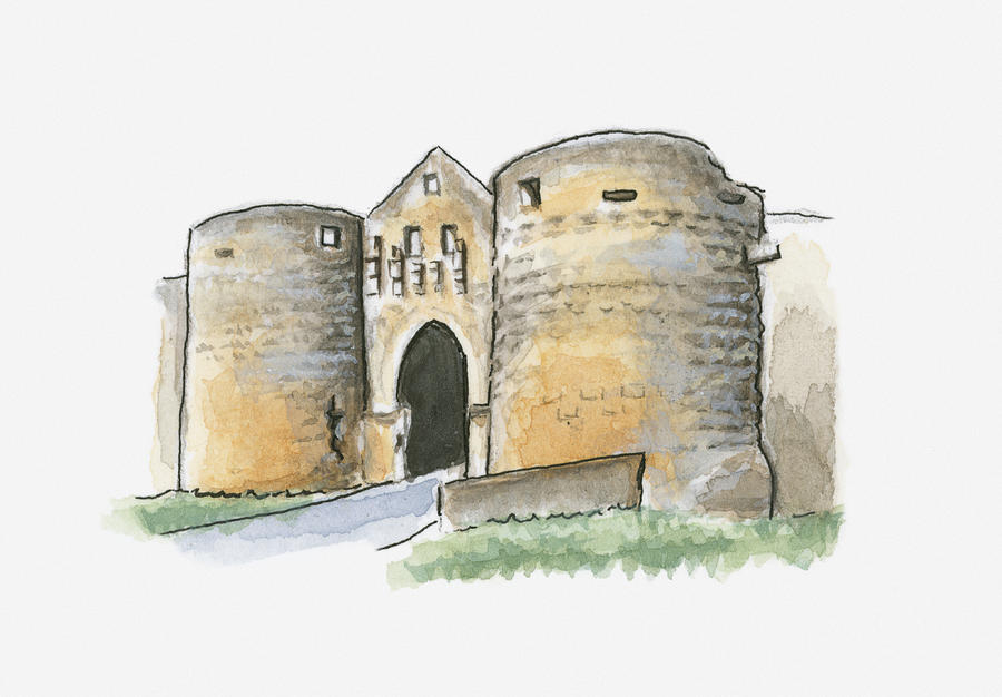 Illustration Of Porte Des Tours, Domme, Dordogne, France Digital Art by Dorling Kindersley