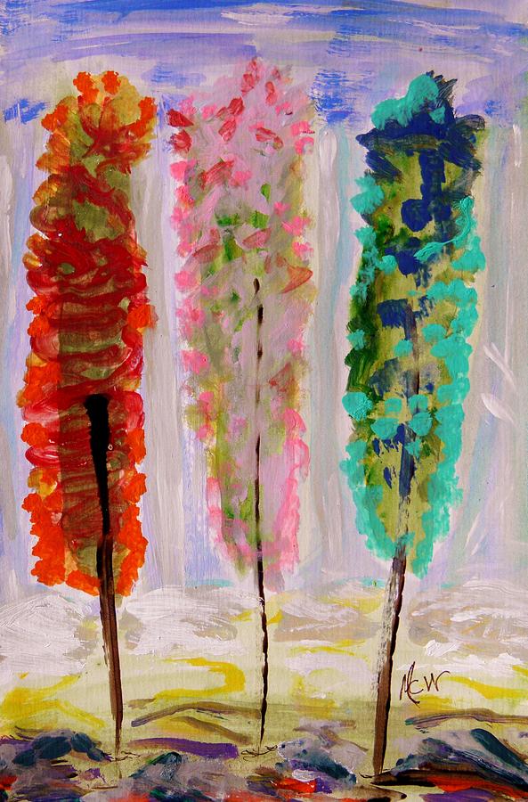 Imaginary Poplars Painting by Mary Carol Williams