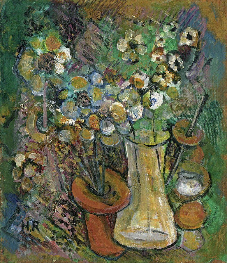 Impression of flowers vase Painting by Rachel Hershkovitz