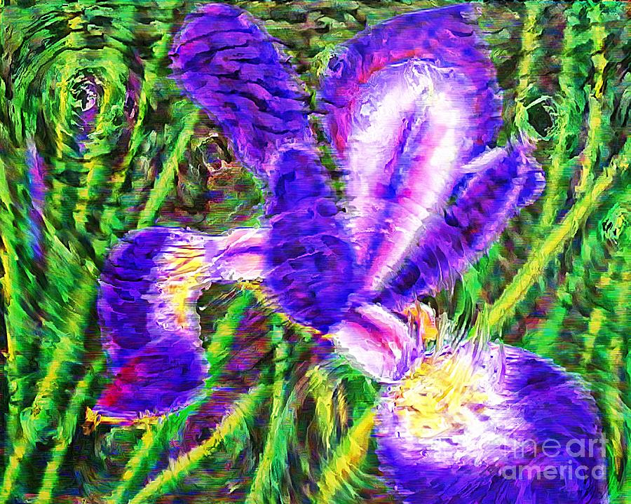 Impressionistic  Purple Iris Digital Art by Barbara A Griffin