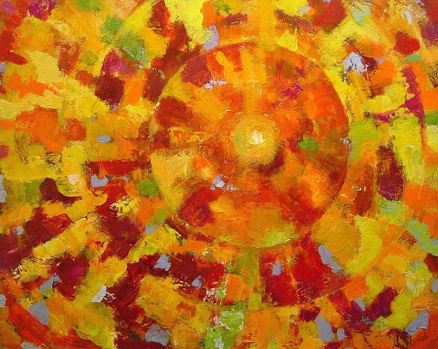 Abstract Painting - In A Tangerine Tunnel by Jane  Francis