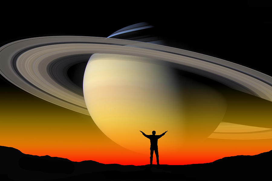 Saturn Photograph - In Awe of Saturn by Larry Landolfi