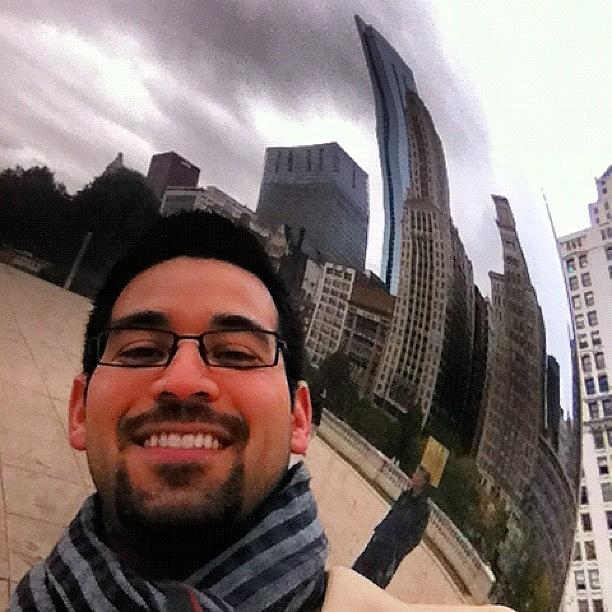 In Front Of Cloud Gate- Reflection Of Photograph by Gilberto Bernal