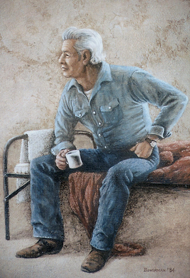 Coffee Painting - In the Camp by Lee Bowerman