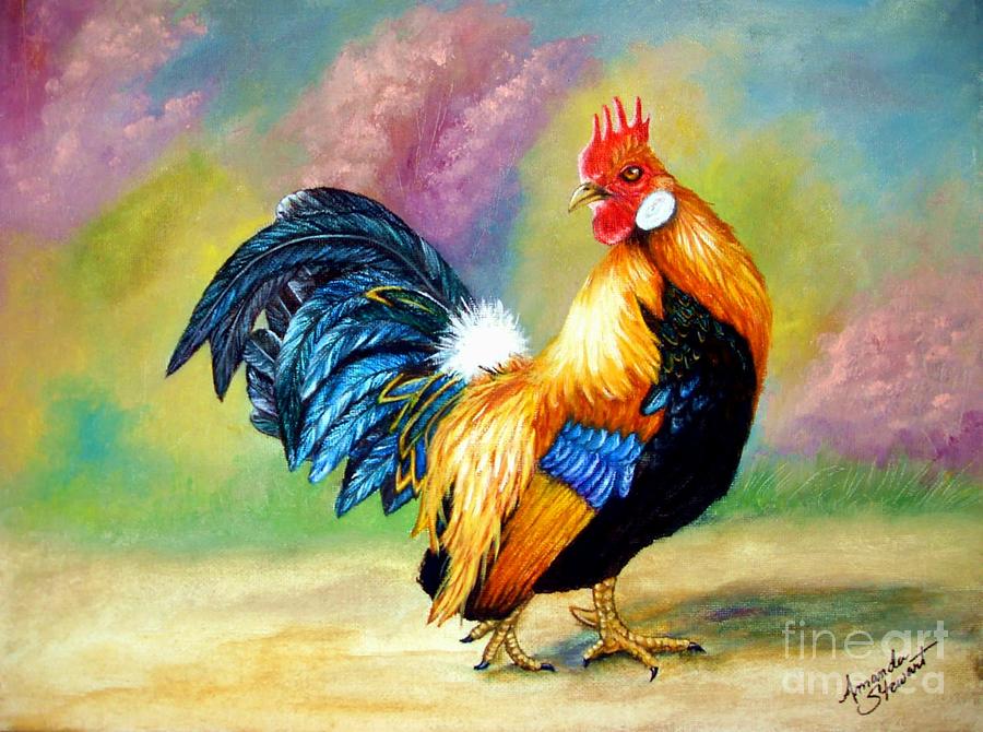 Rooster Painting - In the Garden by Amanda Hukill