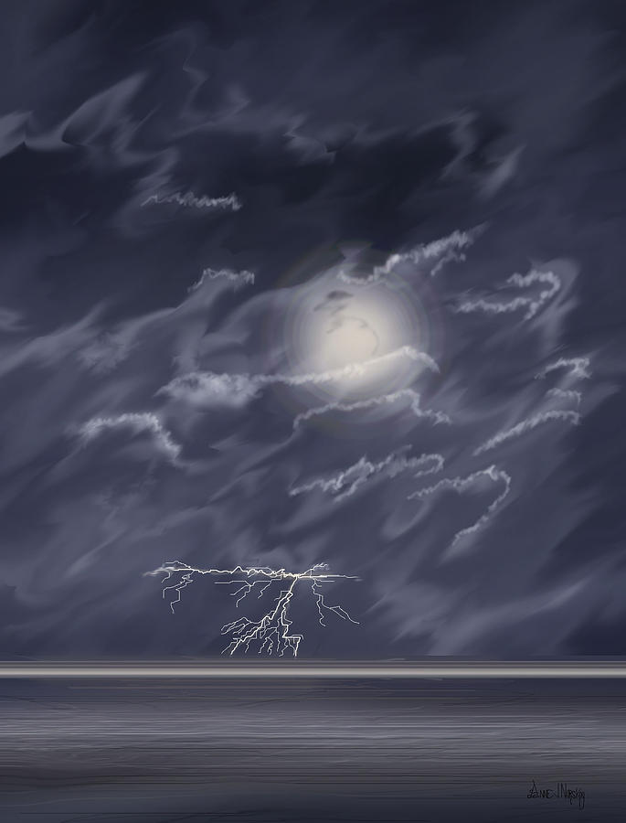 Lightning Storm Digital Art - In the Heat of the Night by Anne V Norskog Lightning Storm Digital Art - In the Heat of the Night by Anne V Norskog