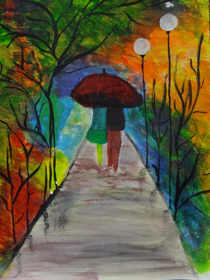 Rain Painting - In the Rain Again by Nancy Fillip