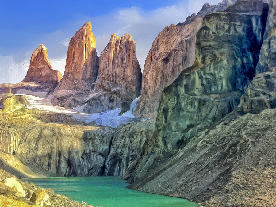 In the Torres Del Paine Painting by Dominic Piperata