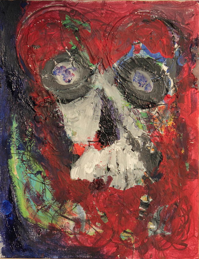 Skull Painting - In The Way of Sin by Laurette Escobar