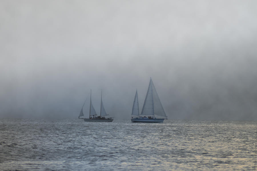 Boat Photograph - Incoming Fog Bank by Bill Cannon