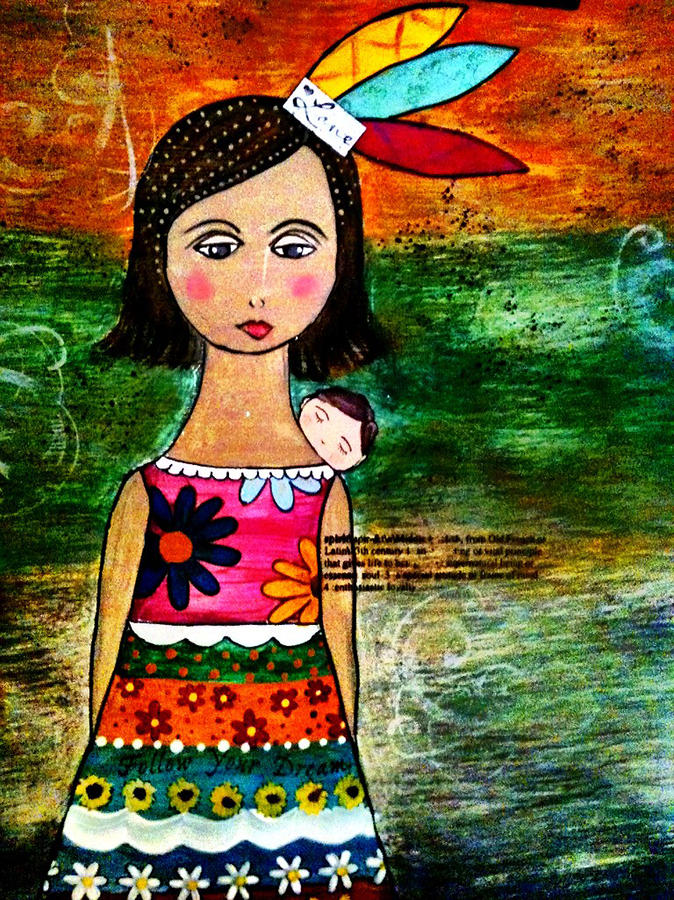 India Con Bebe Painting by Mela Lucia | Fine Art America