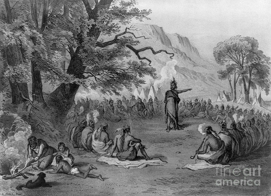 Indian Chief Informing Tribe Photograph by Photo Researchers