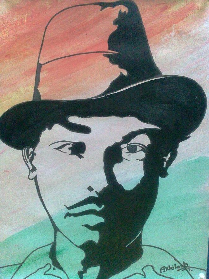 Indian freedom fighter Saheed Bhagat Singh Drawing by Akhliesh Gupta