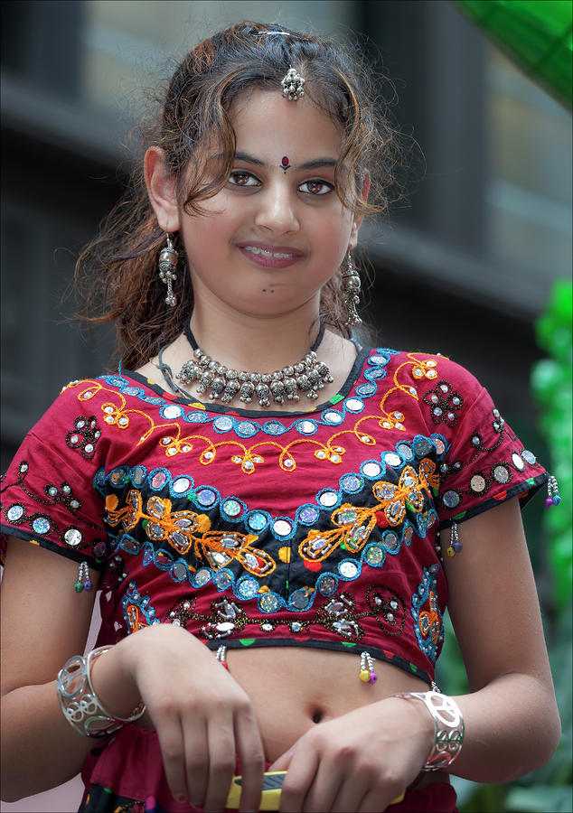 Indian Girl in Traditional Dress India Day parade 201 Photograph by Robert Ullmann
