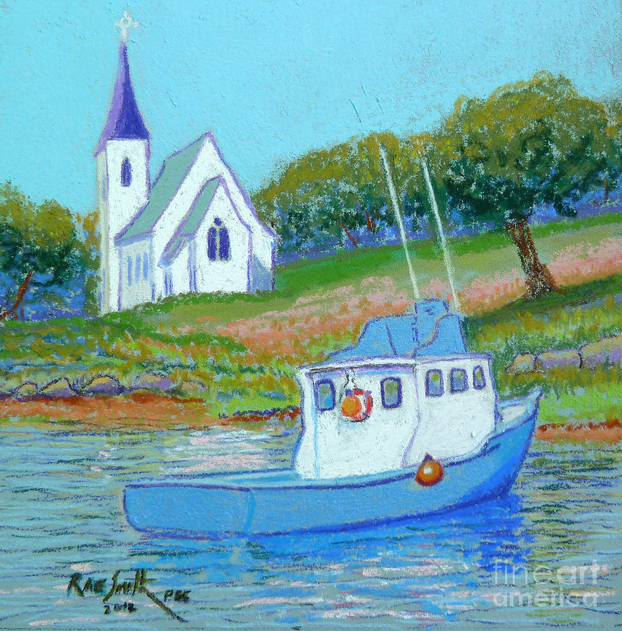 Indian Harbour fishing boat Pastel by Rae  Smith PSC