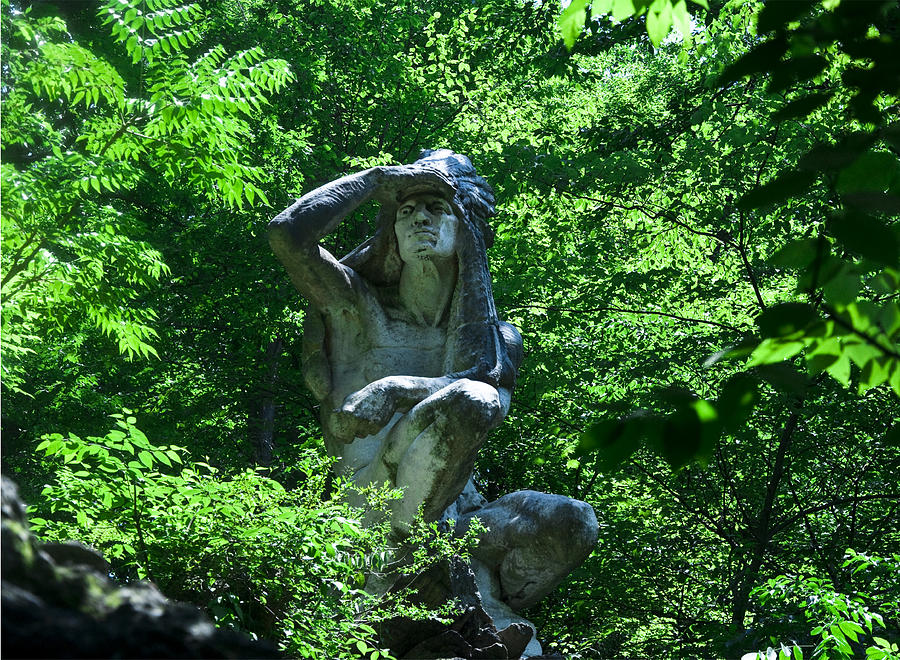 Indian Statue along the Wissahickon Photograph by Bill Cannon
