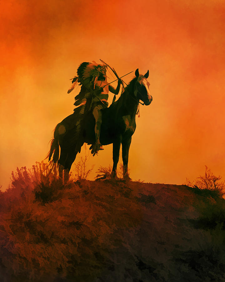 Indian Sunset Digital Art by Rick Wicker