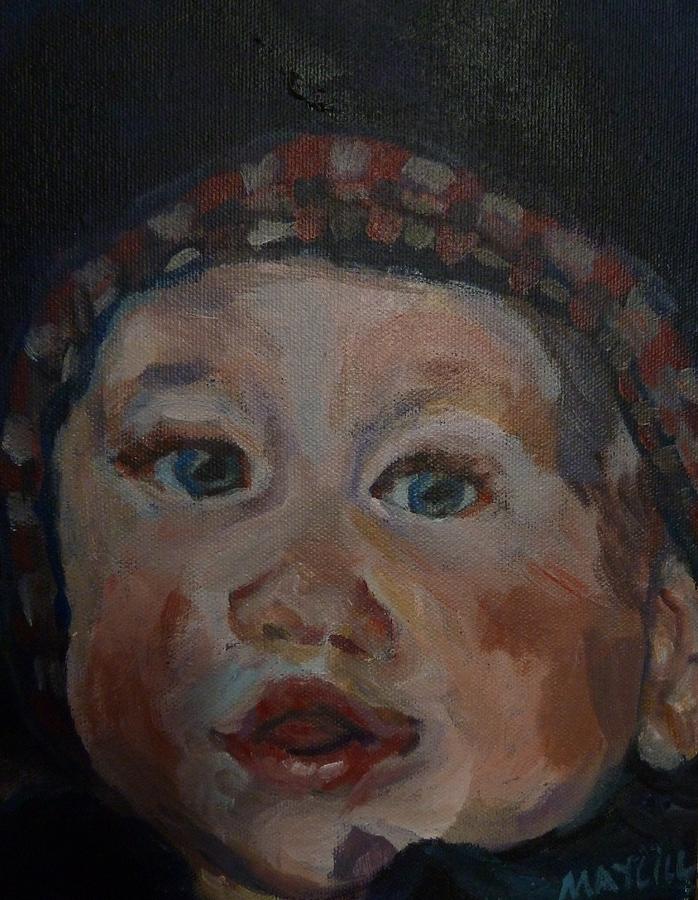Infant Painting - Infant in Beret by MayLill Tomlin