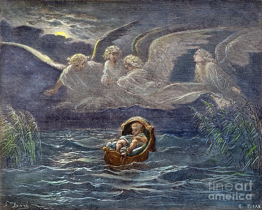 Infant Moses On Nile Drawing by Gustave Dore
