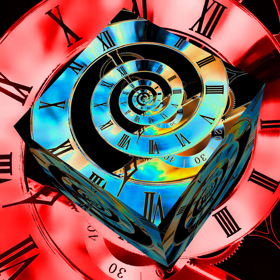 Infinity Time Cube Blue on Red Photograph by Steve Purnell