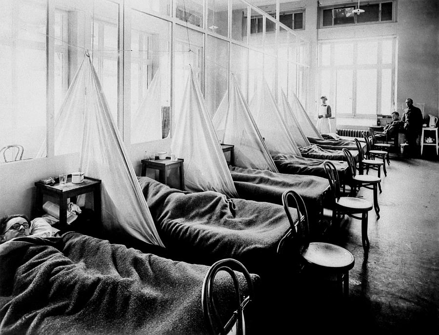 Black And White Photograph - Influenza Ward by Usa Library Of Medicine