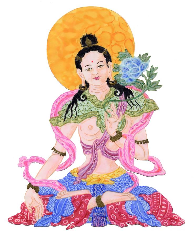 Ink White Tara Drawing by Suzan  Sommers