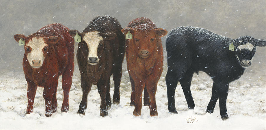Inquisitive Calves Painting by Tammy Taylor