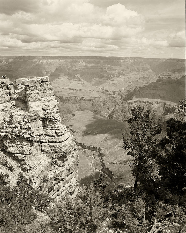 Inside the Grand Canyon in Monocrome Photograph by M K Miller