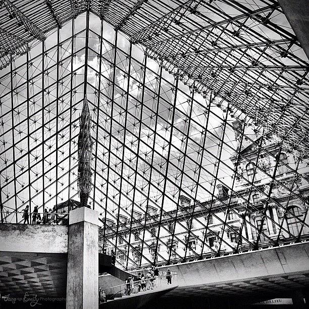 Blackandwhite Photograph - Inside The Louvre Pyramid by Jane Emily