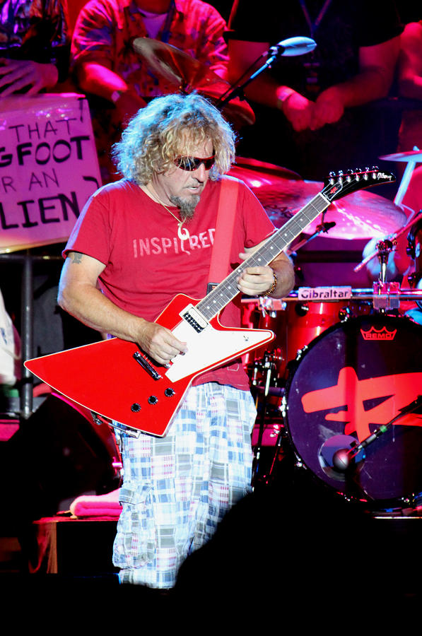 Van Halen Photograph - Inspi Red Guitar by Dennis Jones