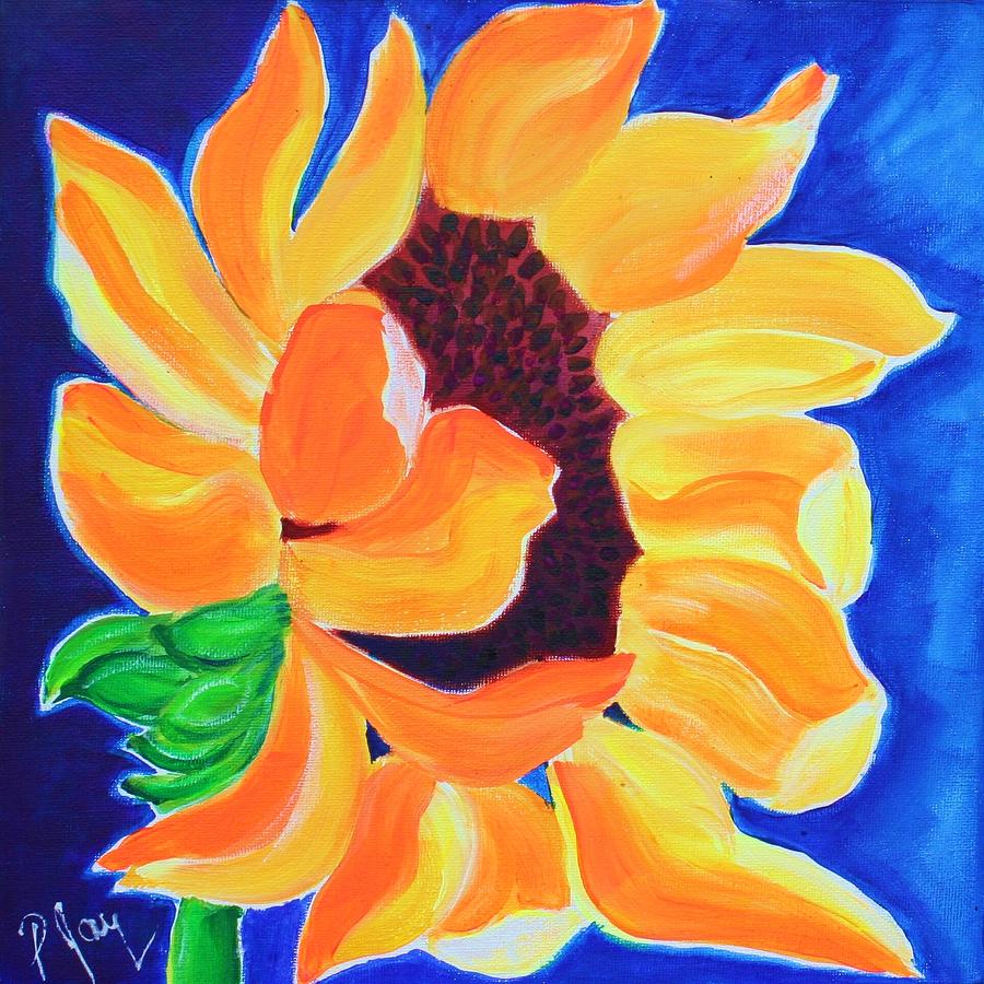 Intense Sunflower Painting by Pjay Mcconnell - Fine Art America