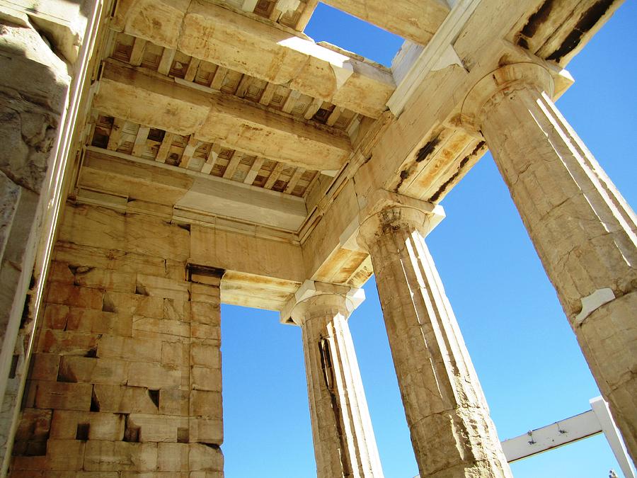 Interior Architecture of  Acropolis Parthenon Tall Columns and High Ceiling in Athens Greece Photograph by John Shiron