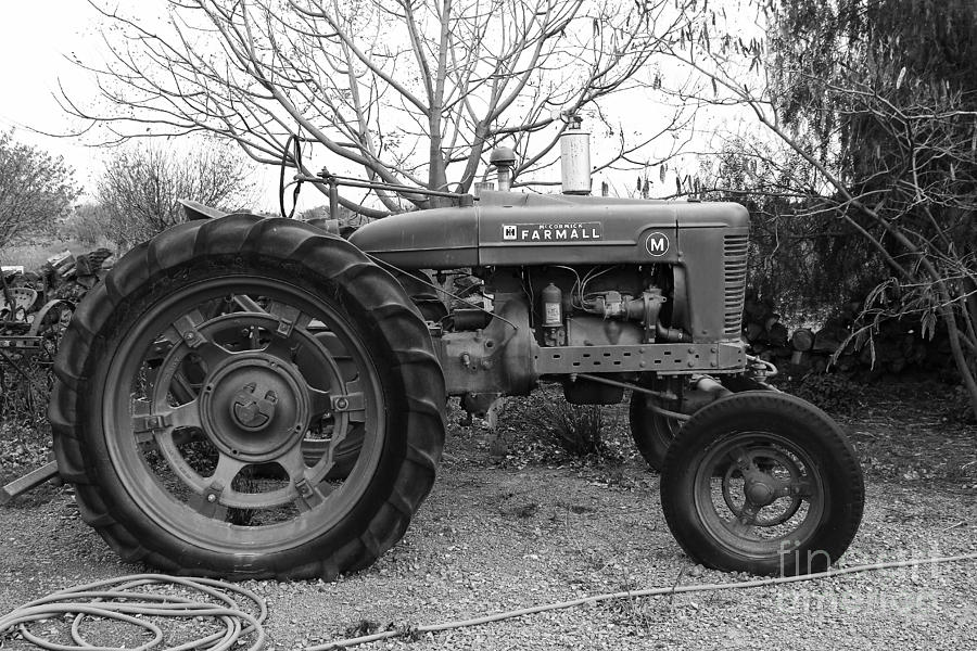 International Harvester McCormick Farmall Farm Tractor . 7D10320 . black and white Photograph by Wingsdomain Art and Photography