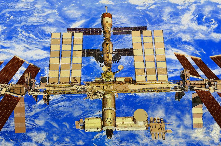International Space Station Painting by David Lee Thompson