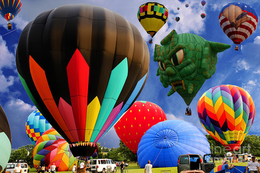 Into the Great Blue Sky - Hot Air Balloon Ride - Hot Air Balloons - Warren County Fair Photograph by Lee Dos Santos
