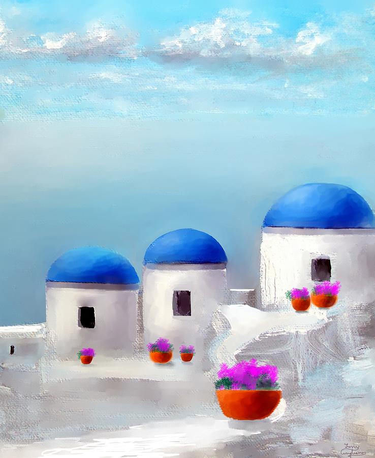 Santorini Painting - Into The Heavens Santorini by Larry Cirigliano