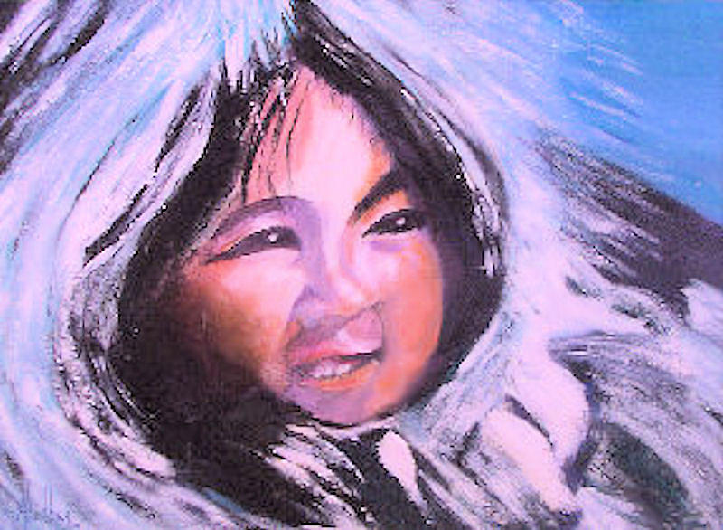 Inupiaq Eskimo Child Painting by Alethea M